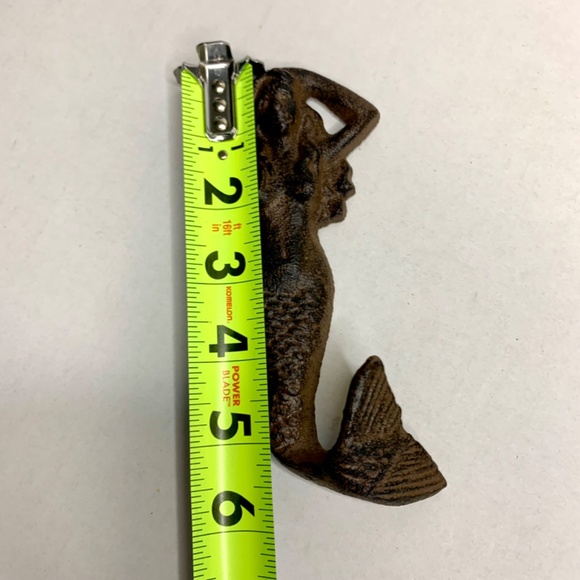 Cast Iron rustic Coastal Mermaid nautical/beach wall hook, antique brown finish - Picture 5 of 7